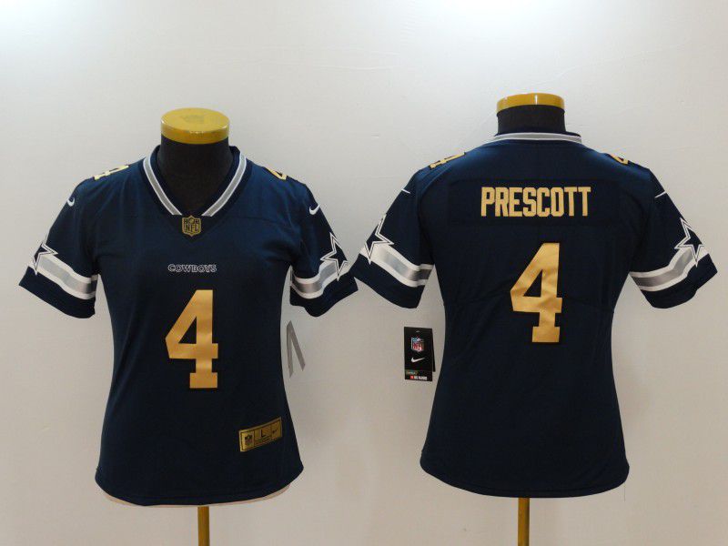 Women Dallas Cowboys #4 Prescott Blue Nike Vapor Untouchable Limited NFL Jerseys